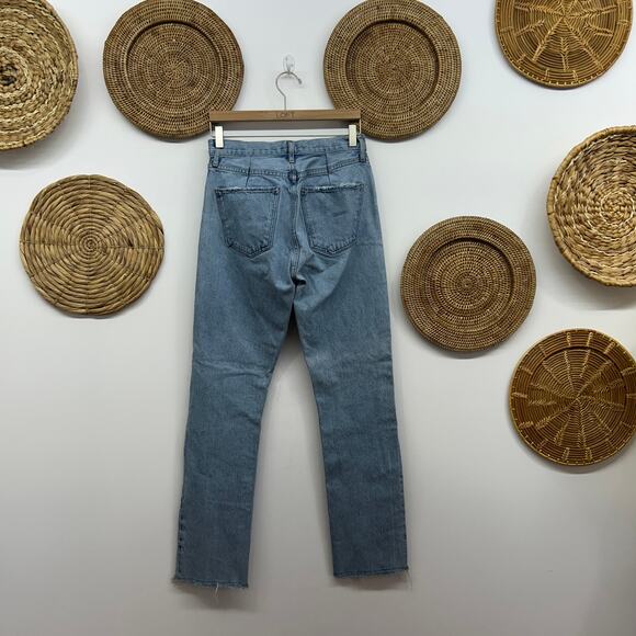 $188 AGOLDE Revolve High Waist Raw Edge Cherie High Rise Straight Jeans 27 - Picture 3 of 8